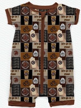Coffee Pattern Brown Kids bamboo shortie